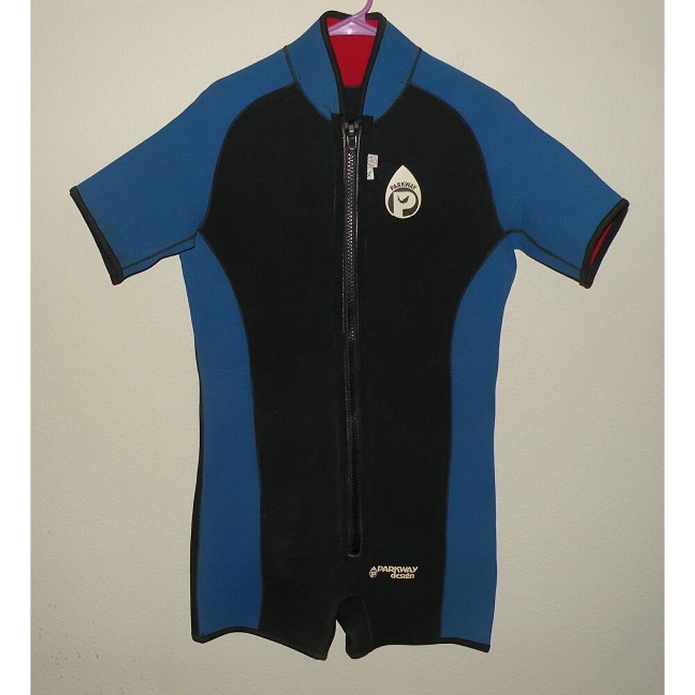 Parkway Short Sleeve Wetsuit One Piece Shorts Adult XL Neoprene Black Blue USA